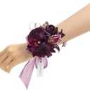 Ling's moment 6pcs Wedding Wrist Corsage Artificial Flowers, Girl/Mother Homecoming Prom Corsages Wristlet Dcor, etc. Deep Purple