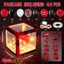 Woanger 44 PCS Graduation 2026 Box Decoration - Congrats Grad Party Box Set with LED Light Strings & Balloon Proud of You Party Supplies for Class of 2026 School College(Red)