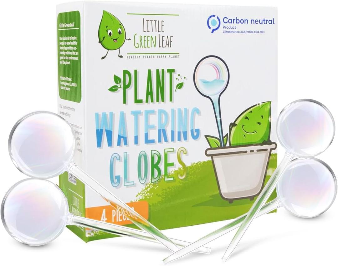 Automatic Plant Watering Globes Self Watering Planter Inserts (Set of 4) | Hands Free Clear Glass Bulbs | Planter Spikes to Support Indoor & Outdoor Plant Health (200ml)