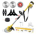 Cordless Weed Wacker for Dewalt 20V MAX Battery, 4-in-1 Electric Weed Eater, String Trimmer with 5 Blades, for Lawn, Yard and Bush Trimming (No Battery) (Yellow