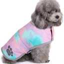 Queenmore Dog Winter Coat, Cold Weather Fleece Jacket for Dogs, Waterproof Reflective Reversible, for Small, Medium and Large Dogs (Tie-Dye, L)