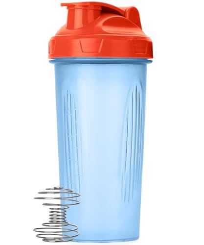 Mr. Pen- Shaker Bottles for Protein Mixes, 28 oz, 1 Pack, Blue with Orange Top, Protein Shaker Bottle with Wire Whisk Ball