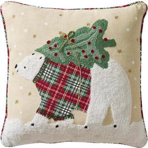 Hallmark - Decorative Throw Pillow for Couch or Bed, Holiday Home Dcor, 18" x 18", (Polar Bear, Beige)
