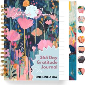 One Minute Gratitude Journal - One Line a Day - Daily Gratitude Sticker Journal for Happiness, Mindfulness, Positivity and Reflection - Hardcover Spiral Bound Yearly Diary for Personal Growth