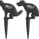 JUXYES Pack of 2 Cast Iron No Pooping Yard Sign Stake, No Dog Allowed Poop Spike Garden Hose Guides Decorative Stake for Garden Lawn Yard (Black)
