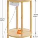 HOOBRO Small Round Side Table with Charging Station, 2-Tier Round Bamboo End Table, Compact Sofa Bedside Table for Small Space, Easy Assembly, for Living Room, Bedroom, Apartment, Natural 