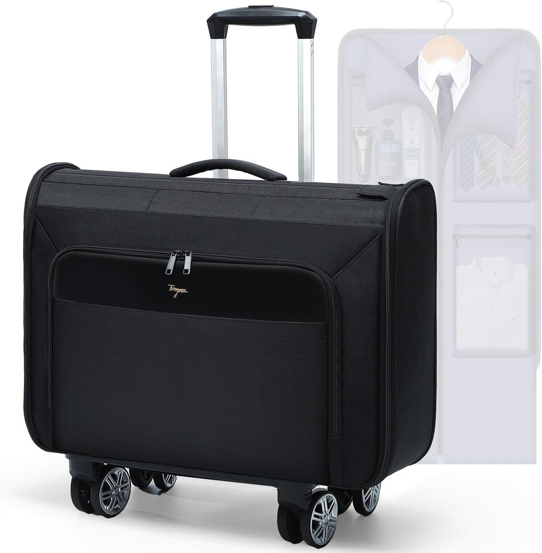 Softside Rolling Garment Bag,3 in 1Wheeled Garment Bags for Travel with Wheels,Upgraded Zipper Duffle Bag Suitcase with Handle,Large Convertible Carry On Travel Bag for Men Women, Black