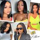 Bob Wig Human Hair 180% Density 13x4 HD Transparent Lace Front Wigs Human Hair Pre Plucked Short Bob Glueless Straight Wigs Human Hair for Women Natural Black 10 Inch