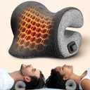 3s Heated Neck Stretcher for Pain Relief, Graphene Heating Pad, Odorless Neck Cloud Cervical Traction Device Chiropractic Pillow for Shoulder, Christmas Gifts for Women, Men, Mom, Dad (Light Gray)