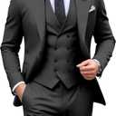 Mens Suit Slim Fit 3 Piece Double Breasted Suit Men Formal Tuxedo Set Casual Wedding Prom Groom Suits (Large, Dark Grey)