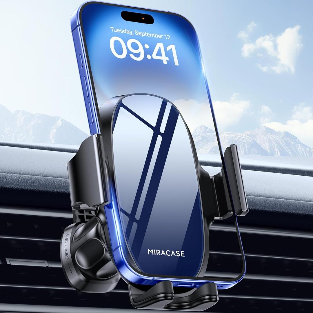 Miracase Upgraded-2nd Generation Universal Phone Holders for Your Car, Hands Free Air Vent Car Phone Holder Mount Compatible with iPhone 16/15/14/13/12/11 Series and All Phones