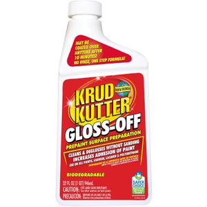Krud Kutter Gloss-Off Prepaint Surface Preparation Cleaner, 32 oz, No Sanding Liquid Deglosser for Cabinets, Trim, Doors and Furniture, Removes Dirt Grease and Gloss for Paint Adhesion