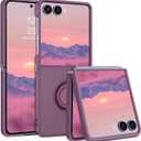 DOMAVER for Samsung Galaxy Z Flip 7 Case(2025 Released), Phone Case Galaxy Z Flip7 [with 360 Ring Holder] Stand, Soft Silicone Gel Rubber Bumper Shockproof Anti-Scratch Protective Cover, Purple