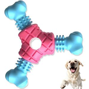 Puppy Chew Toys for Teething, Indestructible Dog Chew Toys for Aggressive Chewers - Small & Medium Breeds, Rubber Dog Bone Toy, Tough Puppy Toys to Keep Them Busy and Relieve Anxiety (Blue)