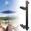 KINGSHANHAI 304 Stainless Steel Umbrella Holder for Deck Railing, Heavy-Duty Patio Umbrella Mount, Easy Installation Adjustable Outdoor Umbrellas Base(Grille, Black)