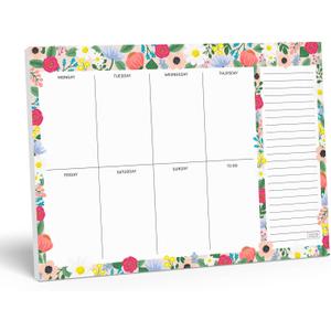Sweetzer & Orange Floral Weekly Planner 2026, Undated Sheets To Do List Notepad, 7x10 Day Desk Note Pad Easy to Tear, School and Home Checklist Productivity Organizer, Work and Daily Planner