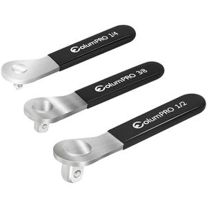 ColumPRO 3PCS Low Profile Socket Lever, 1/4”, 3/8” and 1/2” Drive Breaker Bar, Extra Low Profile Stubby Wrenches Set, Non-Ratcheting, Great for Boats, RV, Off Road Vehicle