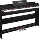 WENCAI 88 Key Fully Weighted Digital Piano Keyboard, 88 Keys Hammer Action Electric Pianos, Wooden Classic Upright Electronic Piano for Beginner, Professional, Midi Compatible, Triple Pedal (Black)