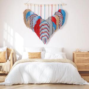 Amestrina Boho Tapestry for Bedroom, Boho Wall Decor for Bedroom, Large Wall Art for Living Room, Macrame Wall HangingWall Tapestry for Living Room (Red)