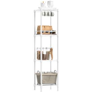 IZEUK 4 Tier Steel Storage Shelves, Adjustable Wire Shelving Unit for Kitchen, Bathroom, or Office Organization, Heavy Duty Metal Rack, 480 lbs Capacity, 11.8" D x 11.8" W x 47.3" H, White