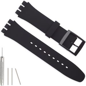 Hijiawee Silicone Band for Swatch 17mm 19mm 20mm, Replacement Waterproof Wristband Watch Strap for Swatch 20mm/19mm/17mm for Women Men