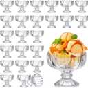 Mumufy 24 Pcs 4 oz Tulip Footed Small Dessert Cups Set Clear Glass Dessert Bowls Mini Ice Cream Sundae Bowls Serving Trifle Dish Cute Parfait Glasses for Fruit Salad Cocktail Condiment Holiday Party, Size in capacity: approx. 4 oz/ 120 ml