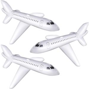 Syhood 12 Pcs 40 Inch White Large Inflatable Airplane Balloon Aviation Themed Decorations Blow up Plane for Party Outdoor Birthday Party Gifts Swimming Pool Decor