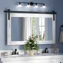 COGOOD Farmhouse Barn Door Mirror - 41" x 26" Rustic Wood Framed Wall Mirror for Bathroom, Living Room, Bedroom Wall Decor (White)