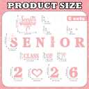 Solsew 6 Sets Class of 2026 Iron on Transfers for Overalls, Senior 2026 Iron on Patches Heat Transfer Stickers for Class Group Graduation Party Bib Pants Jeans Decorations(Pink)