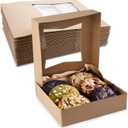MT Products Brown Cookie Boxes 8" x 8" x 2.5" - Auto Pop-Up Bakery Boxes with Window (Pack of 25) - Made in the USA
