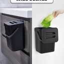 Countertop Compost Bin - 1.3 Gallons Hanging Small Trash Can with Lid for Kitchen Bathroom, Under Sink Kitchen Trash Can, Indoor Counter Compost Bucket with Lid, 5L(Black)