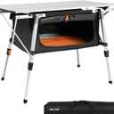 HEYTRIP Folding Camping Table with Storage Bag Roll-Up Aluminum Portable Beach Table Adjustable Height Picnic Table, Grey, 20'' x 35'' x 25''