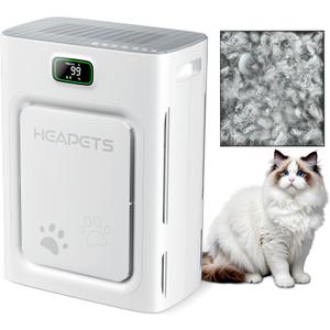 Pet Air Purifier for Home Large Room 2500 sq ft, H13 HEPA Washable Double-Sided Filter, Air Cleaner for Pet Hair Dander Odor Allergies Pollutant Smoke Dust, PM2.5 Air Quality Monitor, Auto Mode, Grey