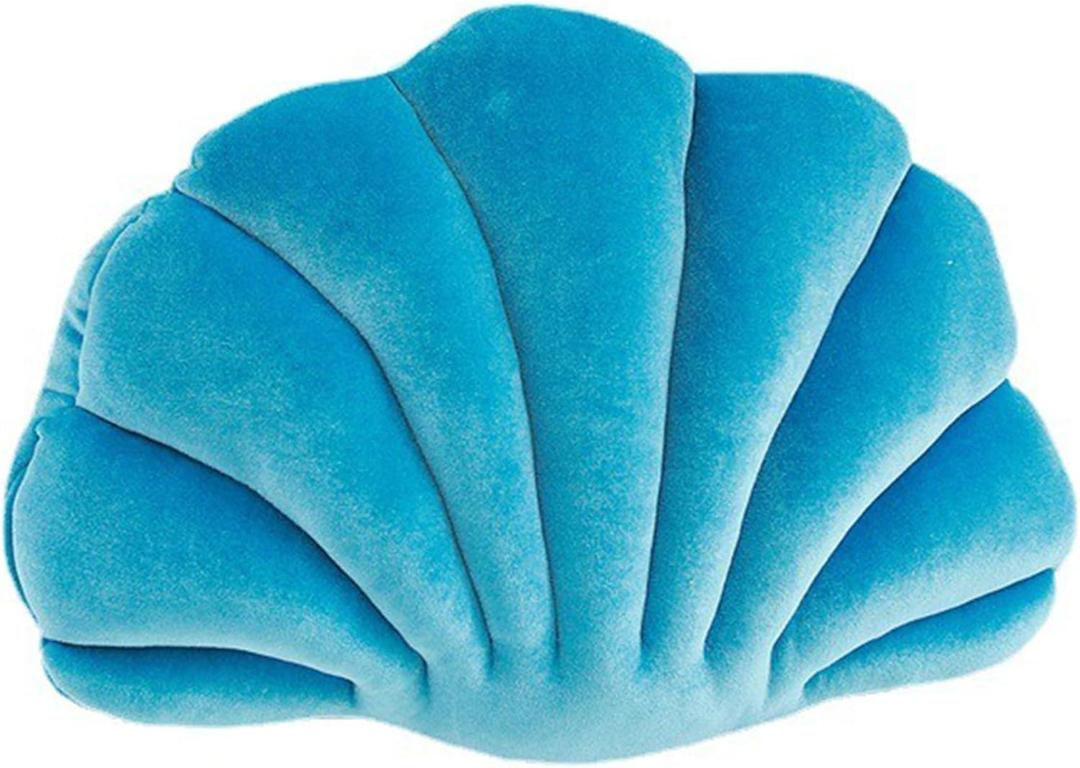 Shell Pillow Accent Decorative Throw Pillows Seashell Shaped Soft Pillow Cushions Push Home Decor Pillows for Living Room Bedroom Couch Sofa(Blue,13 X 10 Inches)