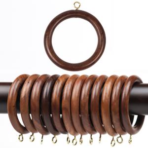 HORNART 3 Inch Wooden Drapery Curtain Rod Rings, 50pcs for 1.5-2 inch Rod Pole, 2.2 INCH INNER DIA, Natural Rosewood (50, 2.2 INCH INNER DIA), sheesham 3in (50)