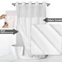 River Dream No Hook Slub Textured Shower Curtain with Snap-in PEVA Liner Set - 71" x 74"(72"), Hotel Style with See Through Top Window, Fabric Outer Curtain & Waterproof Inner Liner, White, 71x74