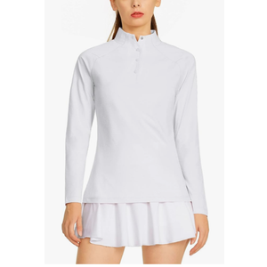 CQC Women's Long Sleeve Golf Polo Shirts Moisture Wicking Quick Dry Athletic Shirts with Buttons UPF 50+ Tennis Sports Tops Size XL