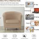 Velvet Club Chair Slipcover 2 Piece Swivel Barrel Chair Covers Slipcover Tub Chair Slipcovers Round Accent Armchair Covers Bucket Chair Covers Protector for Living Room Camel