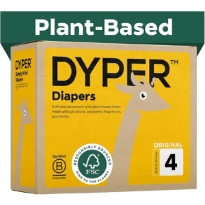 DYPER - Baby Diapers Hypoallergenic Cloth Alternative Day & Overnight Protection - Made with Plant-Based* & Honest Ingredients - Size 4 (144 Count)