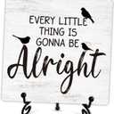 Inspirational Desk Decor Sign, Every Little Thing Is Gonna Be Alright,Wooden Sign With Metal Stand, Three Little Birds Sign Gifts, For Home Office Desk Decor,Uplifting Gifts For Family Coworker, A16