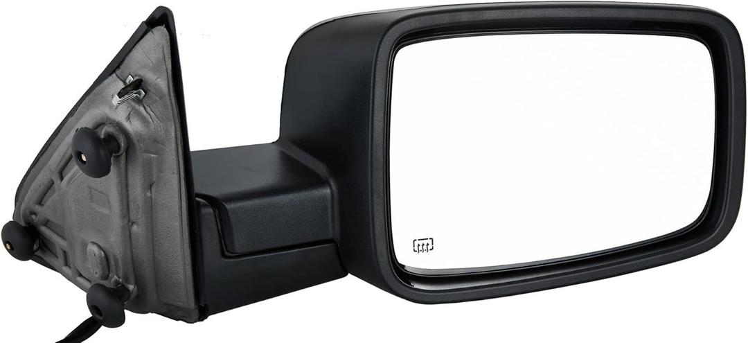 Side View Mirror Replacement Fit for fit 2011-2013 Dodge Ram 1500 3500 2011-2015 Ram 2500 2009-2010 Dodge Ram 1500 Black Power Heated Turn Signal Light Manual Folding Passenger Side Mirror, Black 