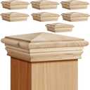 Geetery 8 Pcs 4 x 4 Wood Newel Post Cap Fence Post Cap for Fence Topper Top Resistant Decking Caps for Outdoor Fences, Mailboxes and Decks (Cedar Wood)