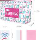 160 Pink Engraved American Mahjong Tiles Set with Carrying Bag and Accessories, 1.2 Mahjong Tile Set