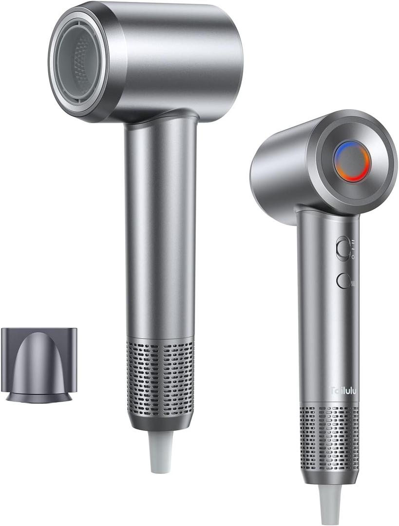 Hair Dryer, 160000 RPM High-Speed Ionic Blow Dryer Portable Professional Lightweight Hair Dryers with 200 Million Negative Ions, Fast-Drying, Quiet Hair Dryer with Nozzle for Travel, Home, SalonHF03 (Gunmetal Color)