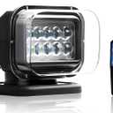 Remote Search Lights for Truck, Auto-Reset 360 Rotating Spot Light for Trucks, LED Marine Spotlight for Boat 6 Powerful Magnets Built-in 12V 24V (Black)