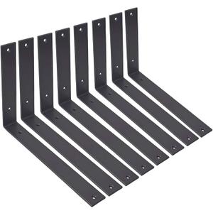 Shelf Brackets 12 Inch L Brackets for Shelves Heavy Duty Black Wall Brackets for Shelves 5mm Thick Metal Bracket Support for Shelf with Screws