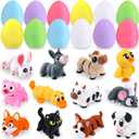 JOICEE 12 Pack Prefilled 3D Printed Easter Eggs with 3D Print Farm Animals, Mini 3D Printed Articulated Flexible Fidget Toys for Kids Boys Girls Easter Basket Stuffers Party Favors Easter Egg Hunt (Blue)