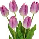 6PCS 23" Fake Tulip Flowers Artificial Violet Tulips Long Stem Faux Flower, Silk Flower Dcor for Floral Arrangement Home Farmhouse Wedding Decoration