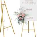 Gold Easel Stand for Sign, Heavy Duty Easel, 4 Tier Adjustable Art Easel for Painting, Wedding Sign 2pc