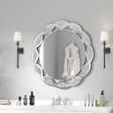 Crystal Decorative Mirror-24 x24 Gorgeous Silver Mirror, Crush Diamond Mirror for Wall Decoration Bedroom, Bathroom, Dining Room and Living Room (24"L*24"W, Round Mirror)